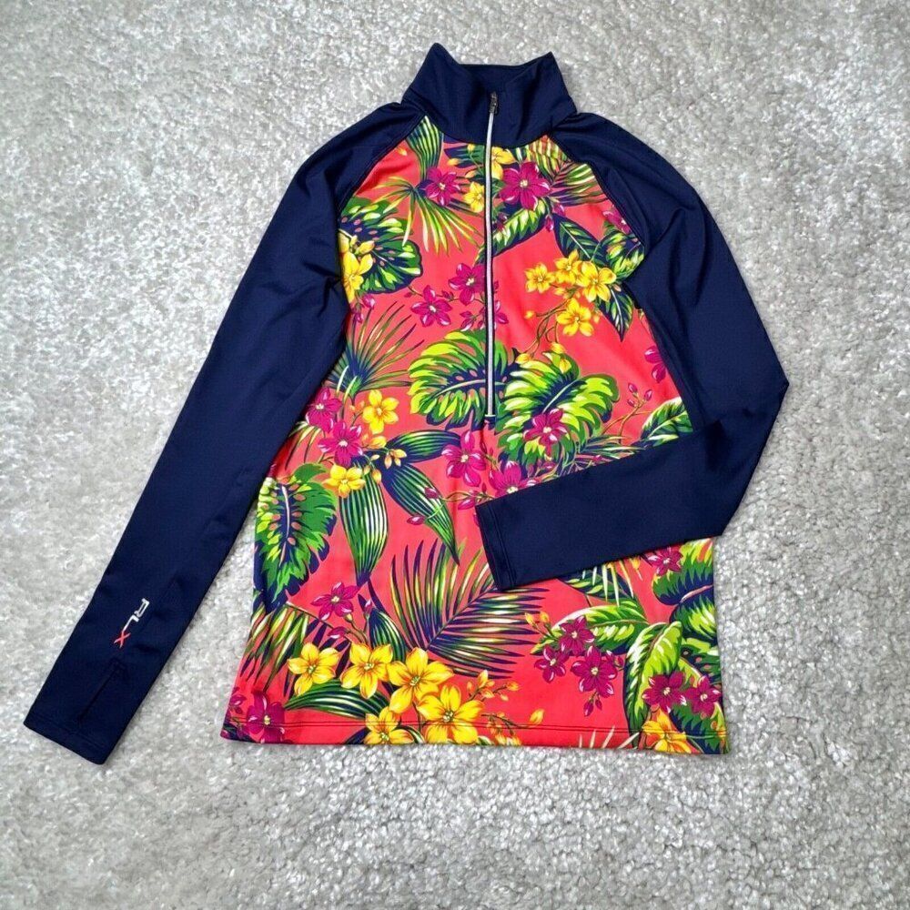 RLX Ralph Lauren Floral Performance 1/2 Zip Pullover Top
